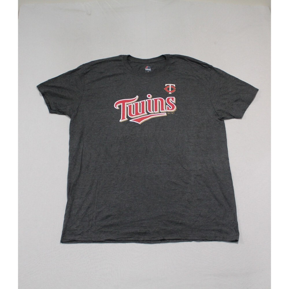 Minnesota Twins Men Gray Tee Shirt Majestic Short Sleeve Size XXL